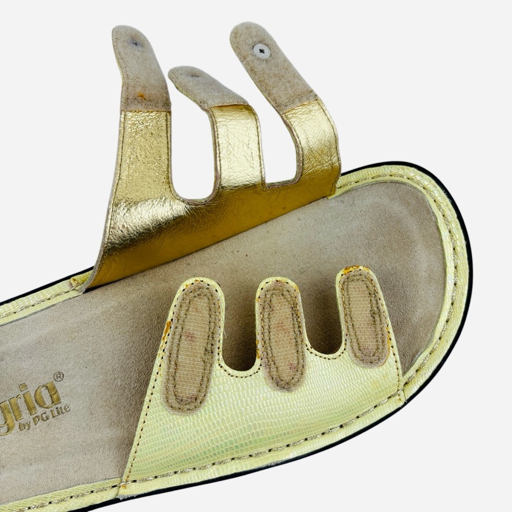 Alegria Fiona Soft Yellow Leather Iridescent Comfort Slip On Sandals 38 - Picture 8 of 10